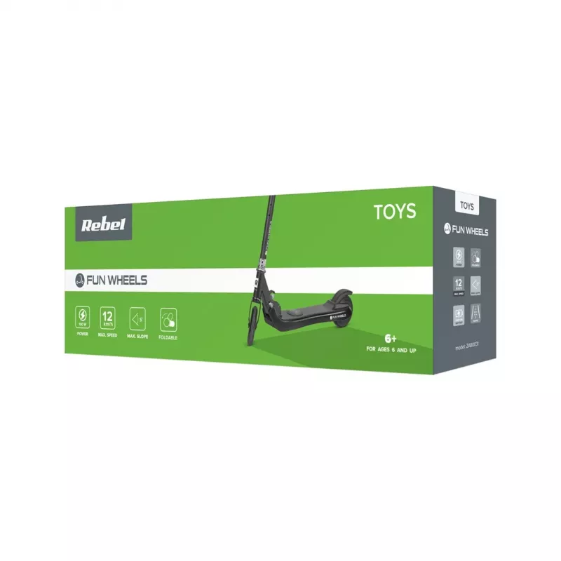 REBEL FUN WHEELS BLACK elektriline tõukeratas 250W 25km/h 8 inch tahked rehvid
