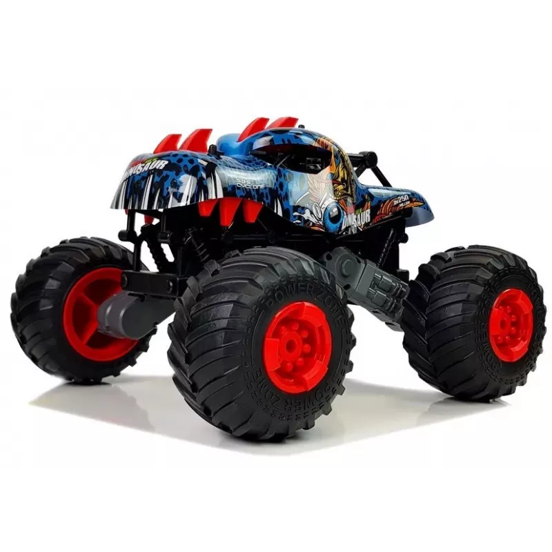 LEAN TOYS 9023 Dinosaurus kaugjuhitav maastikuauto suurte ratastega 2.4G – 1:16 mõõtkavas 4WD off-road RC sõiduk, roheline/pruun