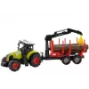 LEAN TOYS Fendt 209 S traktor koos metsahaagise ja palkidega, 1:16 mõõtkava, roheline/hall/punane