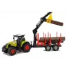 LEAN TOYS Fendt 209 S traktor koos metsahaagise ja palkidega, 1:16 mõõtkava, roheline/hall/punane
