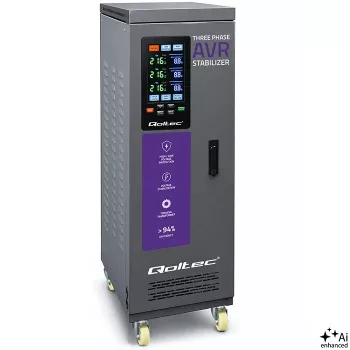 Qoltec Kolmefaasiline Pingestabilisaator AVR MULTIPROTECTION | 40kVA | Täpsus ± 3% | Servomootor 3F | LCD | Expert Line