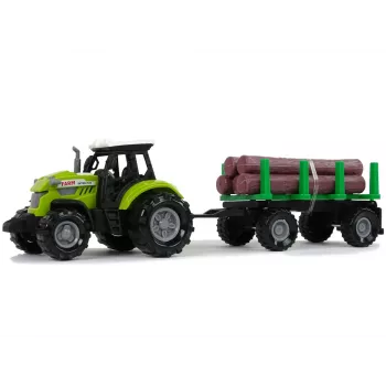 LEAN TOYS roheline traktor koos palgiveokäruga ja heliefektidega