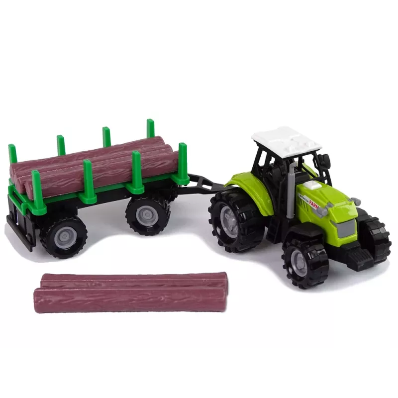 LEAN TOYS roheline traktor koos palgiveokäruga ja heliefektidega