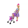 LEAN TOYS Nukkude käru komplekt tarvikutega – roosa käru pehme nukuga, lutipudel, tekk ja kott