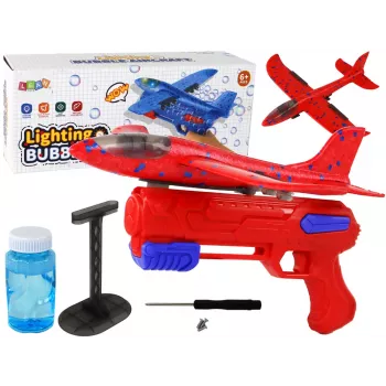 LEAN TOYS lennuki kujuline seebimullide püstol punane