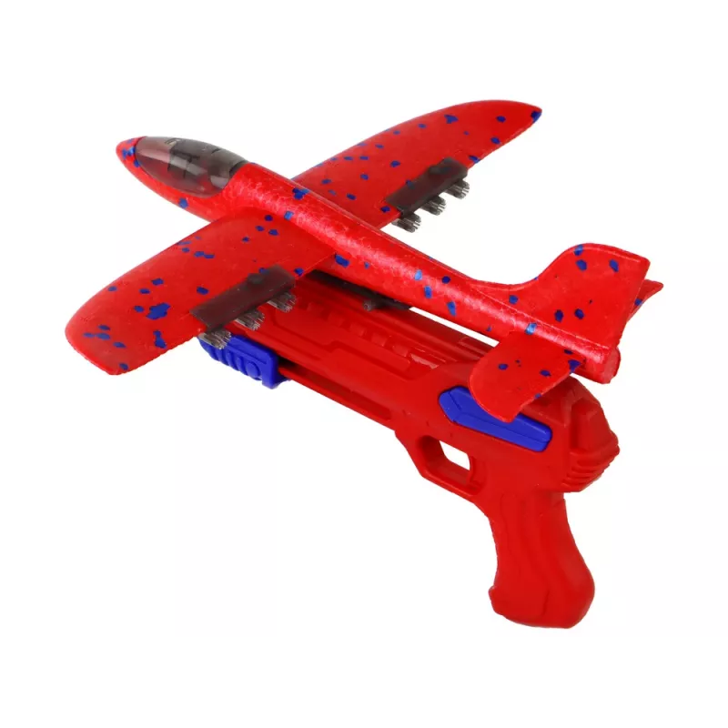 LEAN TOYS lennuki kujuline seebimullide püstol punane