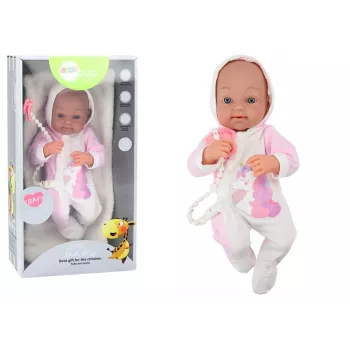 LEAN TOYS beebinukk koos lutiga, ükssarviku body, roosa tekk ja tarvikud, 35 cm