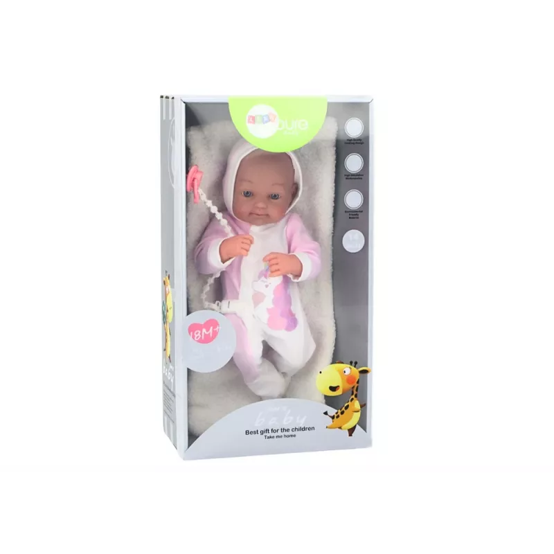 LEAN TOYS beebinukk koos lutiga, ükssarviku body, roosa tekk ja tarvikud, 35 cm