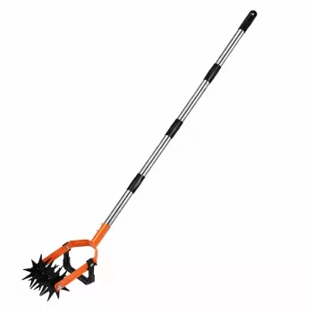 LEAN TOYS pöörlevaiaga umbrohutõrjuja teleskoopvarrega, 5-täheline tõstuk, reguleeritav 90–150 cm, roheline/must