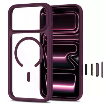 TECH-PROTECT MagOne MagSafe ümbris + karastatud klaas 2-pakk iPhone 17 Pro / 18 Pro jaoks – Dark Cherry/Läbipaistev