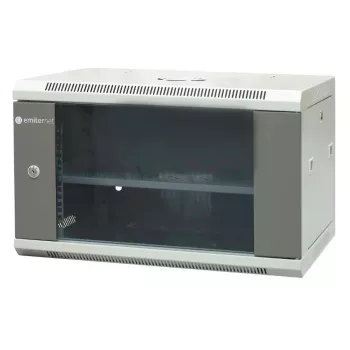 EMITER EM/AP6406 19-tolline 6U seinale kinnitatav võrgukapp, 600x450x370 mm, karastatud klaasuks, teras, must