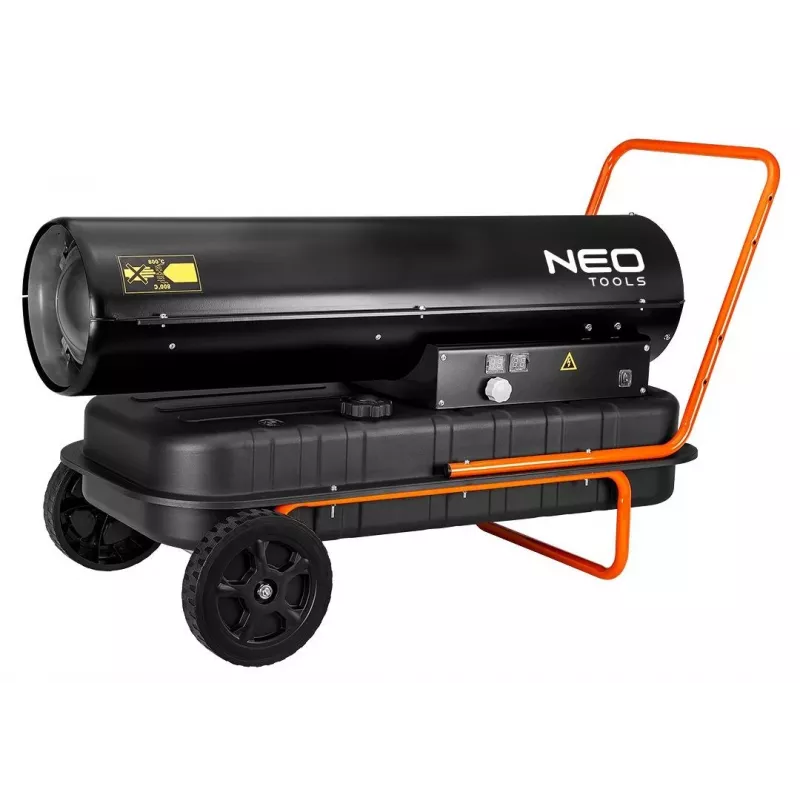 NEO TOOLS 50kW õliküte 50L paagi ja ratastega, 44 kW, 150 000 BTU/h, diisel/kerosiin/kütteõli, IP41, teraskorpus