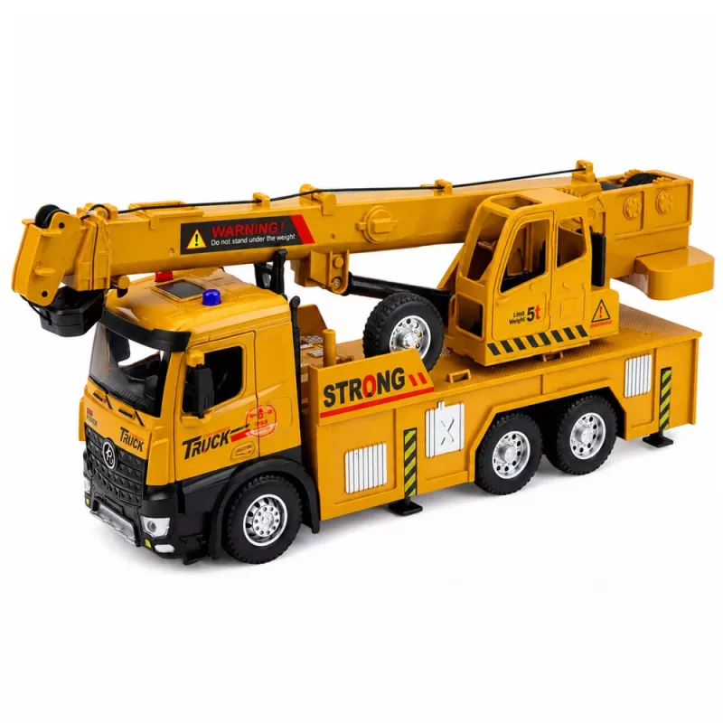 LEAN TOYS 1:12 RC veoauto kraanaga - metallkabiin, tuled, helid, 2.4GHz 8-kanaliga kaugjuhtimispult