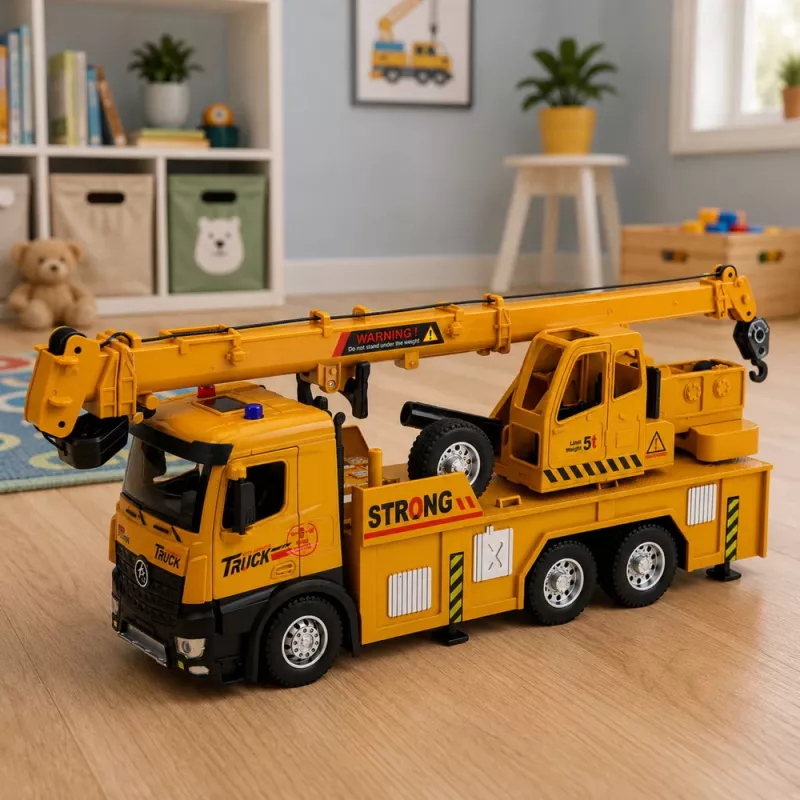 LEAN TOYS 1:12 RC veoauto kraanaga - metallkabiin, tuled, helid, 2.4GHz 8-kanaliga kaugjuhtimispult