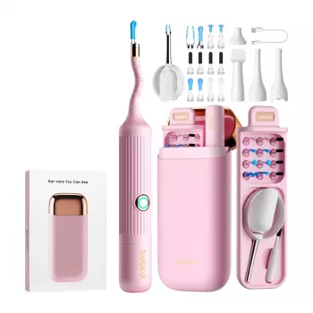 BEBIRD EarSight Plus Pink 5MP Wi-Fi otoskoop 6-teljelise güroskoobiga, IP67 objektiiv, USB-C