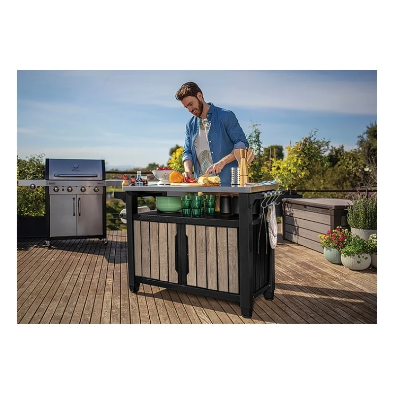 KETER Grill table Deco Unity XL 207L ash wood tone