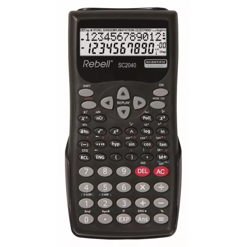 REBELL RE-SC2040 BX teaduslik kalkulaator, 240 funktsiooni, 2-realise LCD-ekraaniga, must