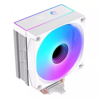Rampage Octagon B70 CPU õhujahuti, 120 mm ARGB, temperatuurinäidik, valge
