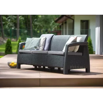 KETER Corfu Love Seat Max kolmekohaline aiasofa hall