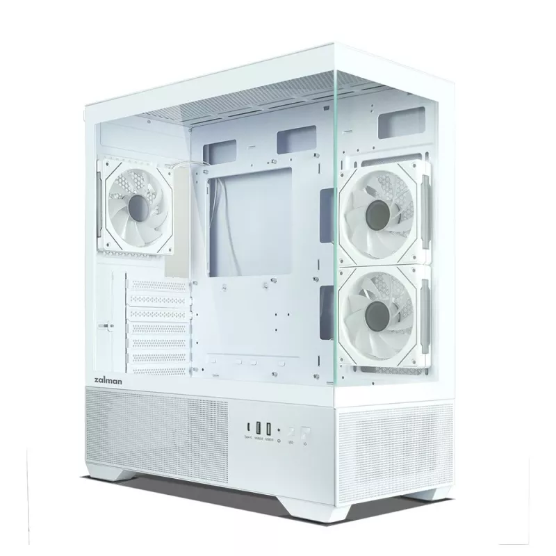 Zalman CHRONIX V2 Valge ATX Mid Tower arvutikorpus koos 3 x 120mm ARGB ventilaatoriga, karastatud klaasist külgpaneel