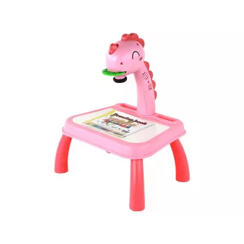 LEAN TOYS Valgetahvli projektor joonistamise õppimiseks, roosa dinosaurus