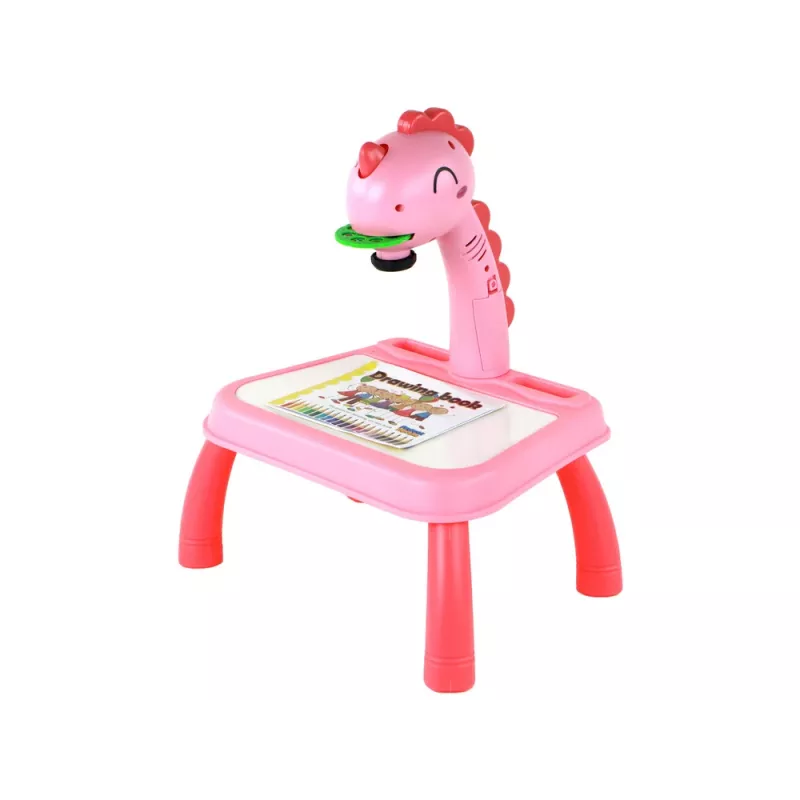 LEAN TOYS Valgetahvli projektor joonistamise õppimiseks, roosa dinosaurus