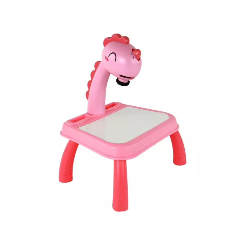 LEAN TOYS Valgetahvli projektor joonistamise õppimiseks, roosa dinosaurus