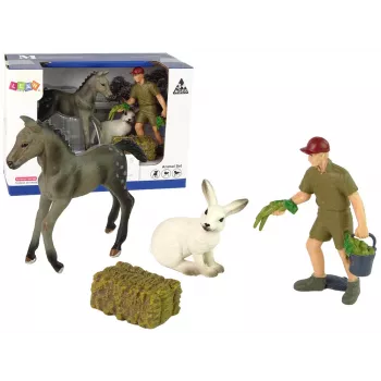 LEAN TOYS loomafiguuride komplekt hobune hall jänes farmer