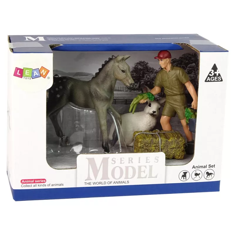LEAN TOYS loomafiguuride komplekt hobune hall jänes farmer