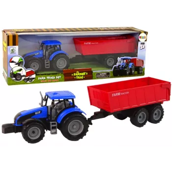 LEAN TOYS Traktor koos haagisega põllumajandussõiduk farm sinine