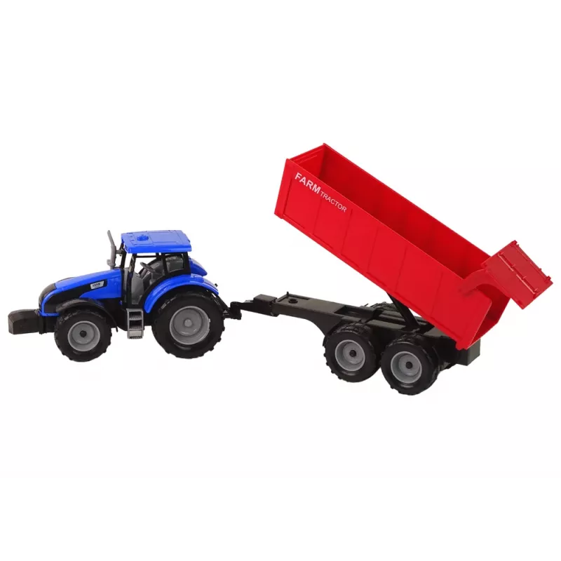 LEAN TOYS Traktor koos haagisega põllumajandussõiduk farm sinine