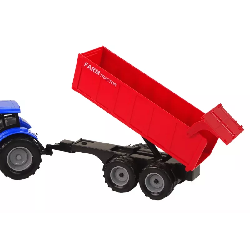 LEAN TOYS Traktor koos haagisega põllumajandussõiduk farm sinine