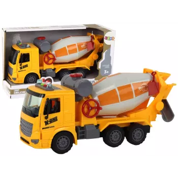 LEAN TOYS Betoonisegisti veoauto pöörlev pirn heli valgus kollane 1:16