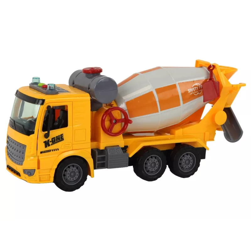 LEAN TOYS Betoonisegisti veoauto pöörlev pirn heli valgus kollane 1:16