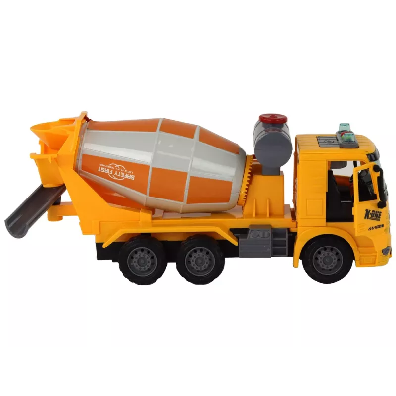 LEAN TOYS Betoonisegisti veoauto pöörlev pirn heli valgus kollane 1:16