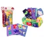 LEAN TOYS pehme mängu-märgistuskarp 6 kangast ja 3 krõbisevat värvilist salvrätikut