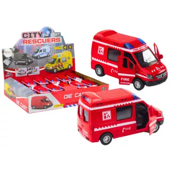 LEAN TOYS tuletõrjeauto 1:32 avanevad uksed tuled helid vedu punane