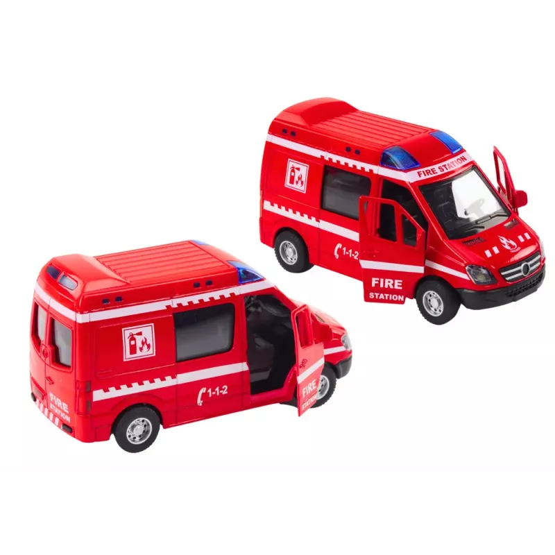 LEAN TOYS tuletõrjeauto 1:32 avanevad uksed tuled helid vedu punane