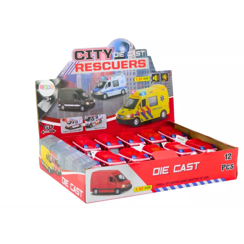 LEAN TOYS tuletõrjeauto 1:32 avanevad uksed tuled helid vedu punane