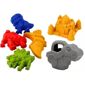 LEAN TOYS Liivakopa komplekt koos duši, spaatli, reha, vormide ja dinosaurusega