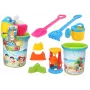 LEAN TOYS Liivamänguasjade komplekt, ämber, veski, kastekann, värvilised vormid