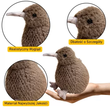 LEAN TOYS pehme kiivi-lind mänguasi maskott kaisukaru tumehall 25cm