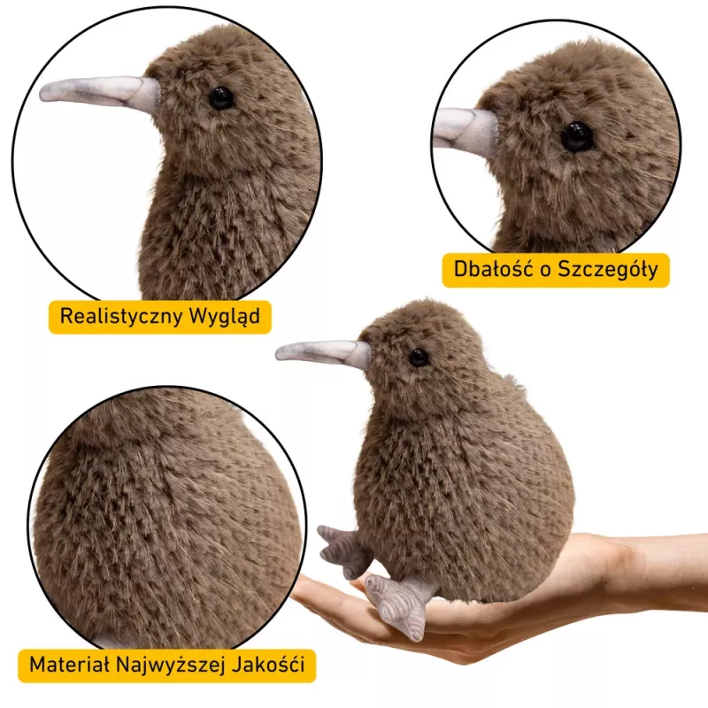 LEAN TOYS pehme kiivi-lind mänguasi maskott kaisukaru tumehall 25cm