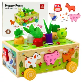 LEAN TOYS Puidust Hariduslik Mänguasi Happy Farm Magnettõstukiga Usside Sorteerija