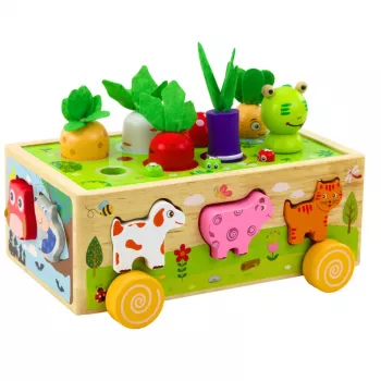 LEAN TOYS Puidust Hariduslik Mänguasi Happy Farm Magnettõstukiga Usside Sorteerija