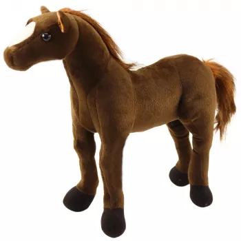 LEAN TOYS Plüüsist Hobune Mänguasi Maskott Kaisukaru Tume Pruun 40cm x 37cm
