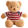 LEAN TOYS pehme maskott kaisukaru triibulises T-särgis kreemjas 32cm