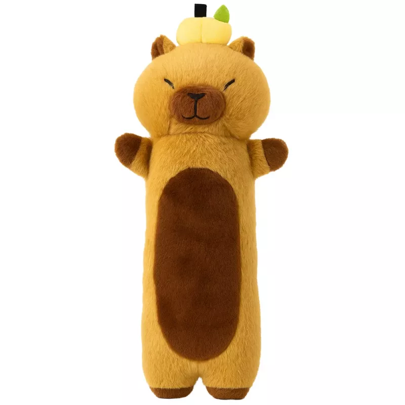 LEAN TOYS Plüüsist kapibaara maskott puuviljakujulise ovaalse padjaga, pruun, 45 cm