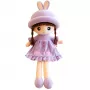 LEAN TOYS Kaltsunukk Pehme Plüüs Lilla Kleit Volangidega 45cm