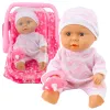 LEAN TOYS Beebinukk kandekotis, pidžaamas, mütsiga ja lutt - roosa